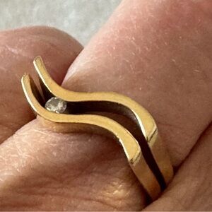 Vintage Diamond 14k yellow gold modern contemporary ocean wave ring size …
